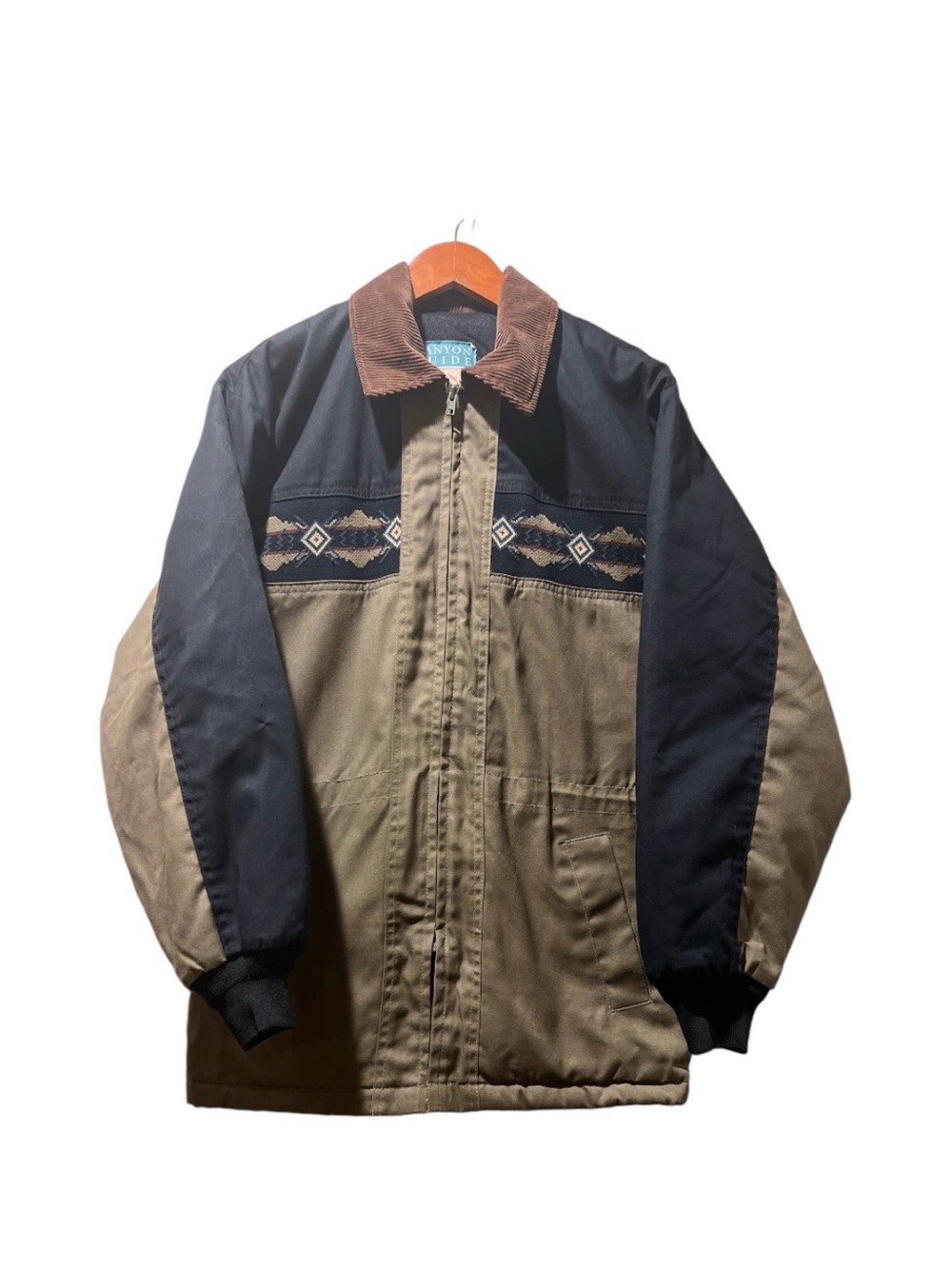 Vintage 90s Canyon Guide Aztec Work Jacket Corduroy Collar Small